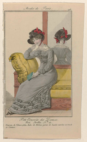 Petit Courrier des Dames, ca. 1823, No. 198 : Chapeau de velours plein (...), anonymous, c. 1823 Canvas Print