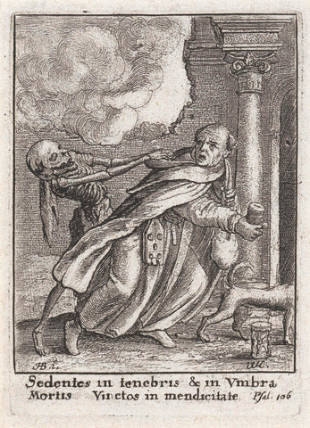 The Monk and Death, Wenceslaus Hollar, c. 1680 Canvas Print