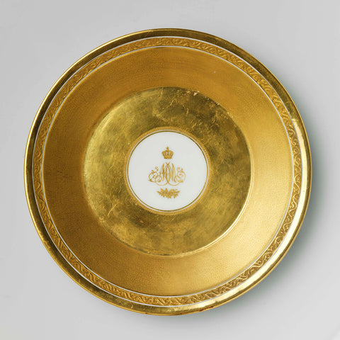 Saucer with the monogram of Maria van Hohenzollern-Sigmaringen, Königliche Porzellan Manufaktur, c. 1867 Canvas Print