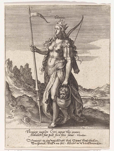 Tomyris, Hieronymus Wierix (attributed to), 1578 Canvas Print