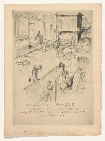 New Year's wish of bookseller Charles Bosse for the year 1911, Gaston Trilleau, 1911 Canvas Print