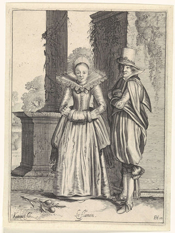 Elegant couple in Flemish clothing, Cornelis van Kittensteyn, c. 1620 - c. 1630 Canvas Print