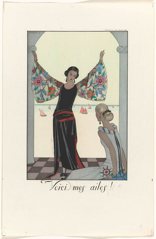 Falbalas and Fanfreluches: almanac of present, past > future fashions for 1923, 2nd year: Here are my wings! / France XXe siècle, George Barbier, 1923 Canvas Print