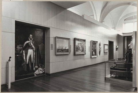 Room 112 looking northeast with paintings and a chair on the right, 1973 Canvas Print