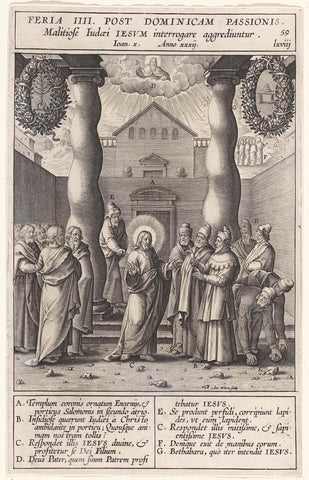 Pharisees want to stone Christ again, Antonie Wierix (II), 1593 Canvas Print