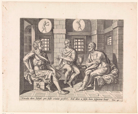 Jozef explains the dreams of the donor and the baker, Hans Collaert (I) (attributed to), 1585 Canvas Print