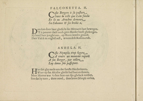 Quatrains in the performances of Falconetta A.H. and Anhela H., Crispijn van de Passe (II), 1640 Canvas Print