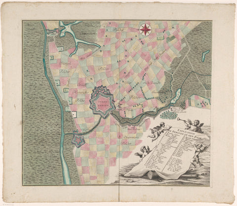 Map of the Siege of Bergen op Zoom, 1747 (left part), Monogrammist IFL, 1747 - 1757 Canvas Print