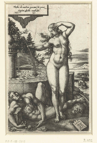 Pyramus one Thisbe, Heinrich Aldegrever, 1553 Canvas Print