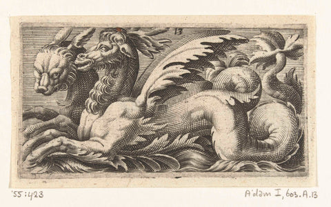 Two sea creatures side by side, Adam Fuchs, 1526 - 1606 Canvas Print