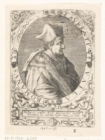 Portrait of Lorenzo Valla, Theodor de Bry, c. 1597 - c. 1599 Canvas Print