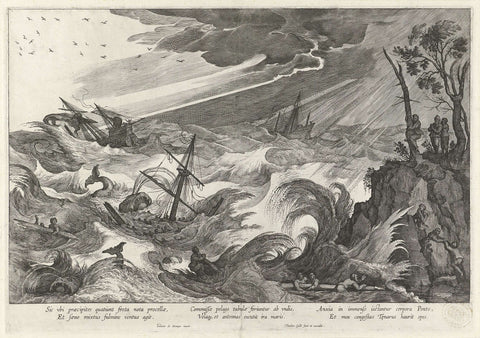 Autumn: storm at sea, Theodoor Galle, 1581 - 1633 Canvas Print