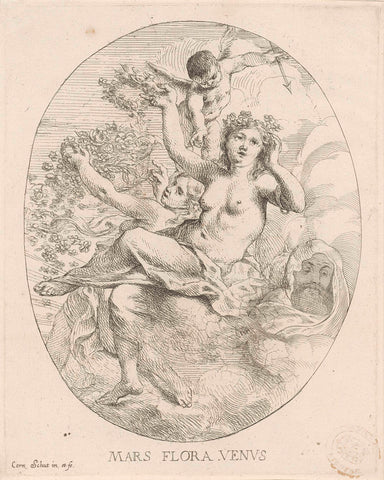 Mars, Flora, Venus and Cupid, Cornelis Schut (I), 1618 - 1655 Canvas Print