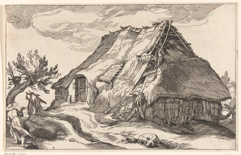 Farm with collapsed thatched roof, Boëtius Adamsz. Bolswert, 1614 Canvas Print