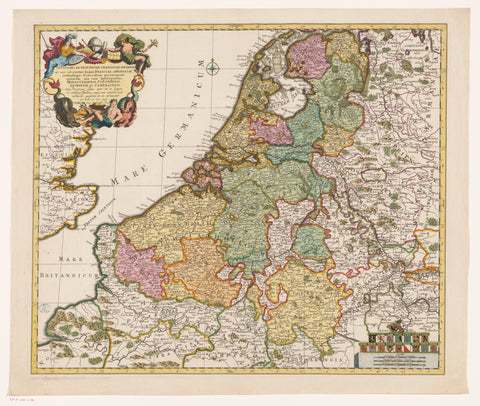 Map of the Seventeen Provinces, anonymous, 1704 Canvas Print