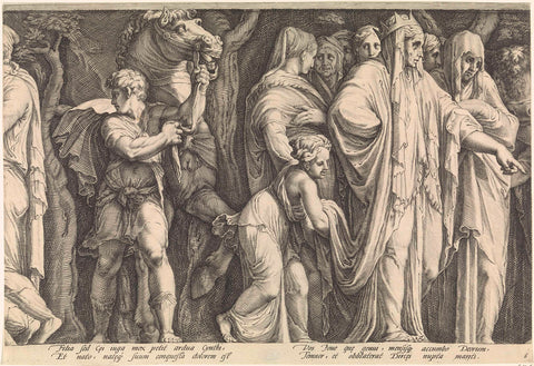 Frisian with the punishment of Niobe (plate 6), Jan Saenredam, 1596 - 1652 Canvas Print