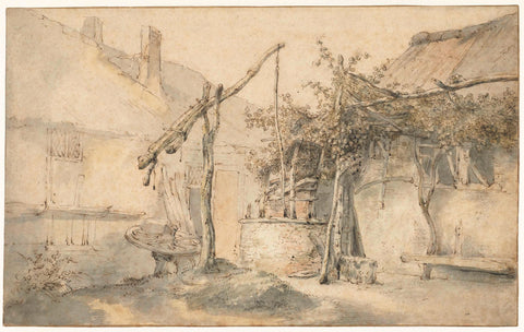 Farmhouse with a Well, Cornelis Dusart, 1670 - 1704 Canvas Print