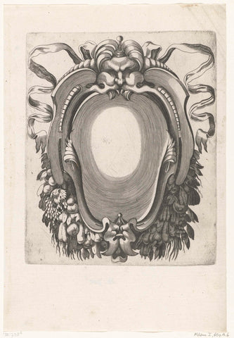 Cartouche met garlandes onderaan, H. Picart, c. 1628 Canvas Print