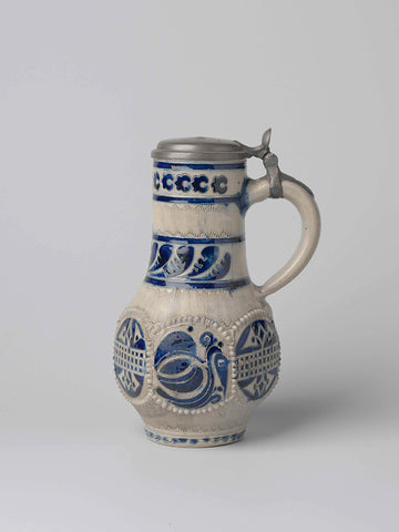 Jug with stylized flowers, anonymous, c. 1730 - c. 1770 Canvas Print