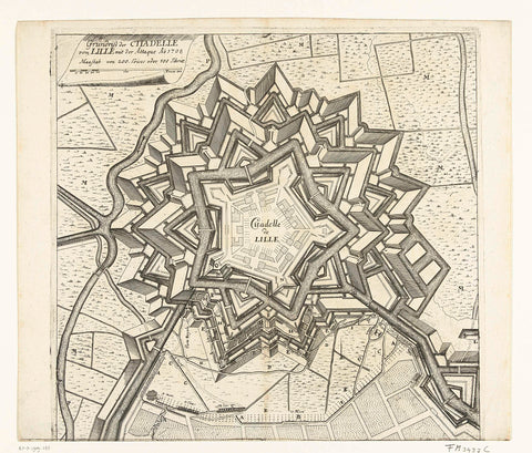 Map of the citadel of Lille, 1708, anonymous, 1708 Canvas Print