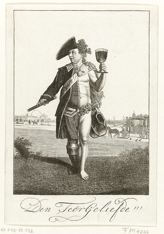 Satirical Print of William v, Half-soldier, Half-Bacchus, anonymous, 1786 Canvas Print