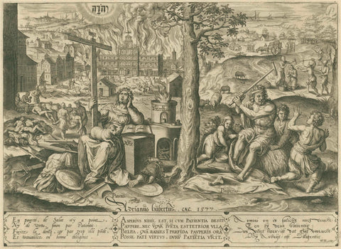 Patience in adversity, Hans Collaert (I), 1577 Canvas Print