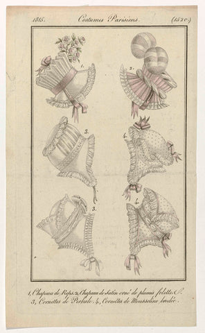 Journal des Dames et des Modes, Costume Parisien, 10 November 1815, (1520): 1. Chapeau de reps (...), anonymous, 1815 Canvas Print