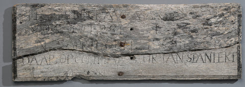 Wooden graveboard (lower part) from a grave at the Dutch whaling station Smeerenburg near Spitsbergen, anonymous, 1600 - 1800 Canvas Print