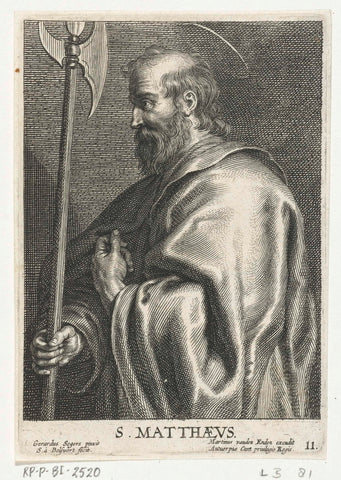 Saint Matthew with halberd, Schelte Adamsz. Bolswert, 1596 – 1659 Canvas Print