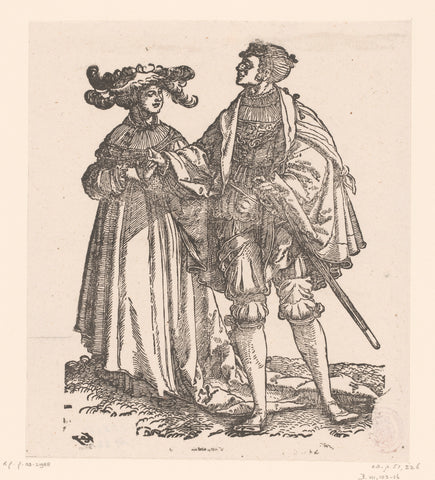 Dancing couple, anonymous, Hans Schäufelein, 1554 - 1572 Canvas Print