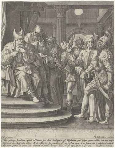 Christ for Caiaphas, Johann Sadeler (I), 1582 Canvas Print