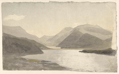 Sunlight over a Lake near Snowdon, Llanberis, North Wales, Cornelius Varley, 1800 - 1810 Canvas Print