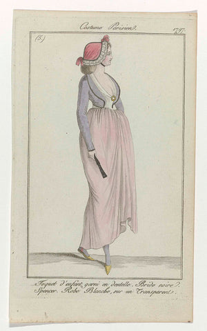 Journal des Dames et des Modes, Costume Parisien, 16 September 1797, (5): Toquet d'enfant garni en dentell (...), anonymous, 1797 Canvas Print