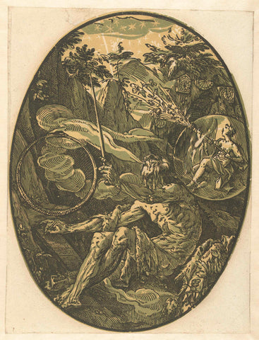 Demogorgon in the Cave of Eternity, Hendrick Goltzius, 1586 - 1590 Canvas Print