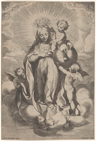 Coronation of Mary, Cornelis Galle (I), 1586 - c. 1612 Canvas Print