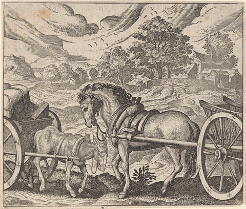 Fable of the Disgruntled Horse and donkey, Aegidius Sadeler, 1608 Canvas Print