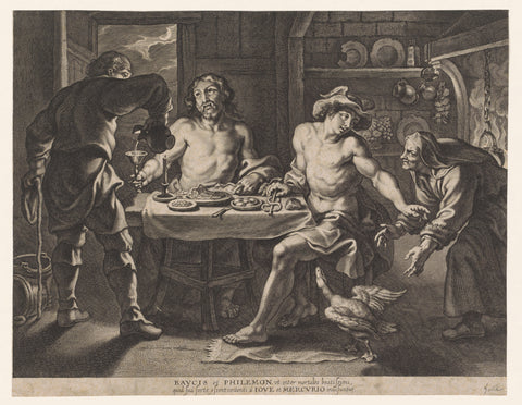 Jupiter and Mercury in the house of Philemon and Baucis, Cornelis Galle (I), 1586 - 1660 Canvas Print