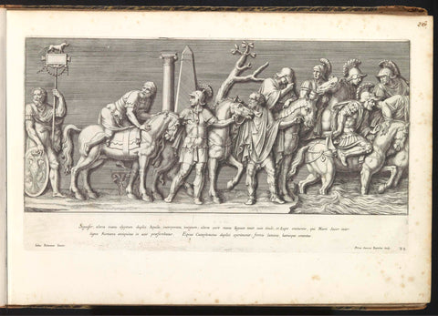 Part of a triumphal procession with soldiers and horses pulling carts with equipment, Pietro Sante Bartoli, 1680 Canvas Print