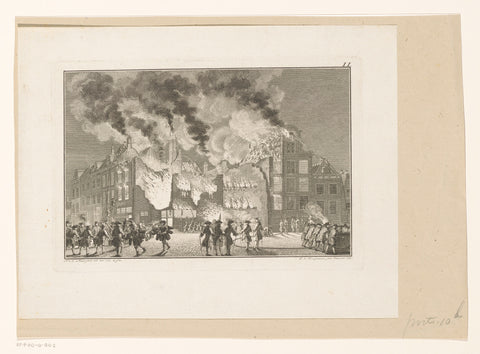 Fire at the Visbrug in Leiden, 1766, Noach van der Meer (II), 1766 Canvas Print