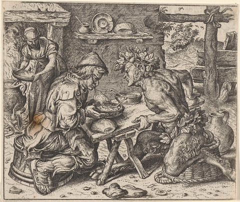 Fable of the peasant and the satyr, Aegidius Sadeler, 1608 Canvas Print