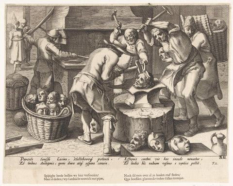 Forging heads, Hendrick Goltzius (attributed to workshop of), 1590 - 1594 Canvas Print