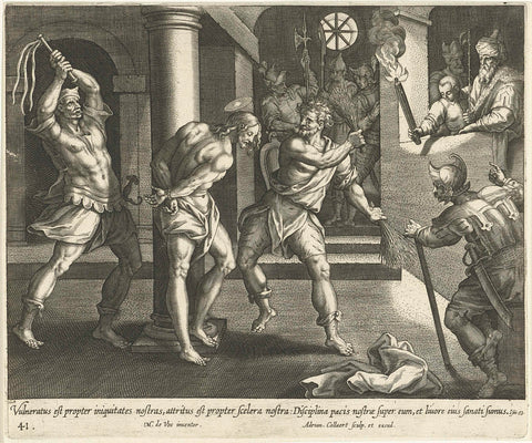 Flogging of Christ, Adriaen Collaert, 1598 - 1618 Canvas Print