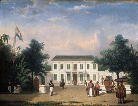 House on the Rijswijk, Batavia (Jalan Veteran), Ernest Alfred Hardouin, 1835 - 1845 Canvas Print