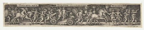 Frisian with a man and a woman in a triumphal chariot, Hans Sebald Beham, 1510 - 1549 Canvas Print