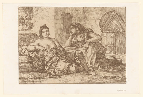 Two seated Algerian women, Eugène Delacroix, 1833 Canvas Print