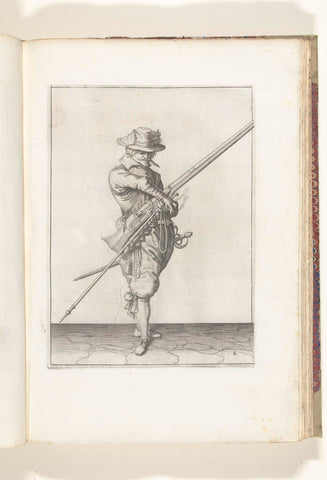 Soldier with a musket that takes his fuse (no. 6), ca. 1600, Jacob de Gheyn (II) (workshop of), 1608 Canvas Print