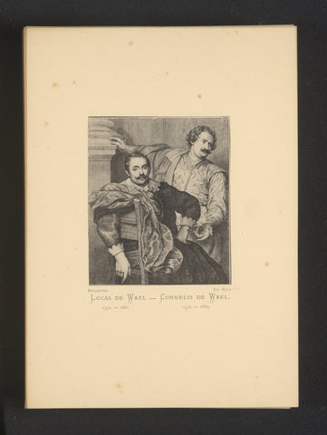 Reproduction of an etching of a portrait of Lucas and Cornelis de Wael by Wenceslaus Hollar, Joseph Maes, c. 1872 - in or before 1877 Canvas Print