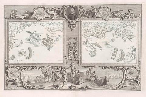 Maps of the Spanish Armada (22 and 24 July 1588), John Pine, 1739 Canvas Print