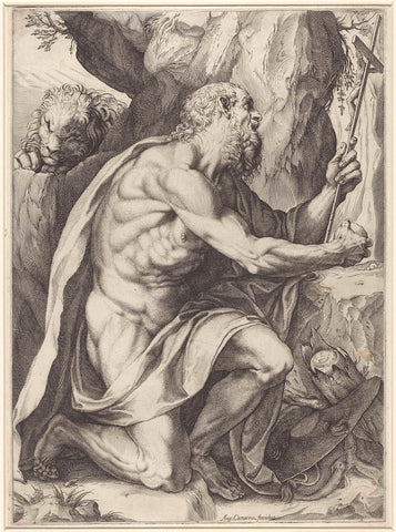 Saint Jerome, Agostino Carracci, c. 1602 Canvas Print