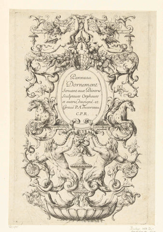 Titelblad: Panel Dornement Seruant aux Peintres Sculpteurs Orpheurs et autres, Paul Androuet Ducerceau, c. 1670 - c. 1685 Canvas Print